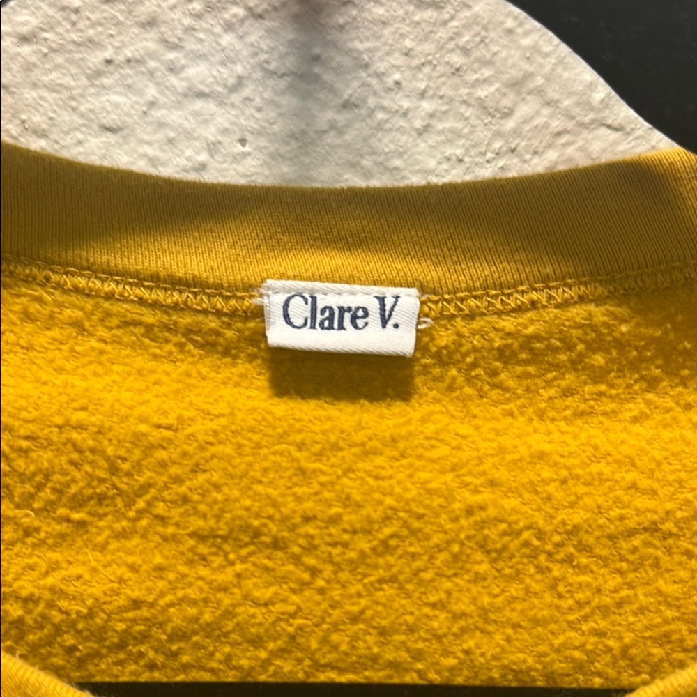 Clare V. Mustard Yellow Crew Neck Sweatshirt with Red Lips - Picture 5 of 9